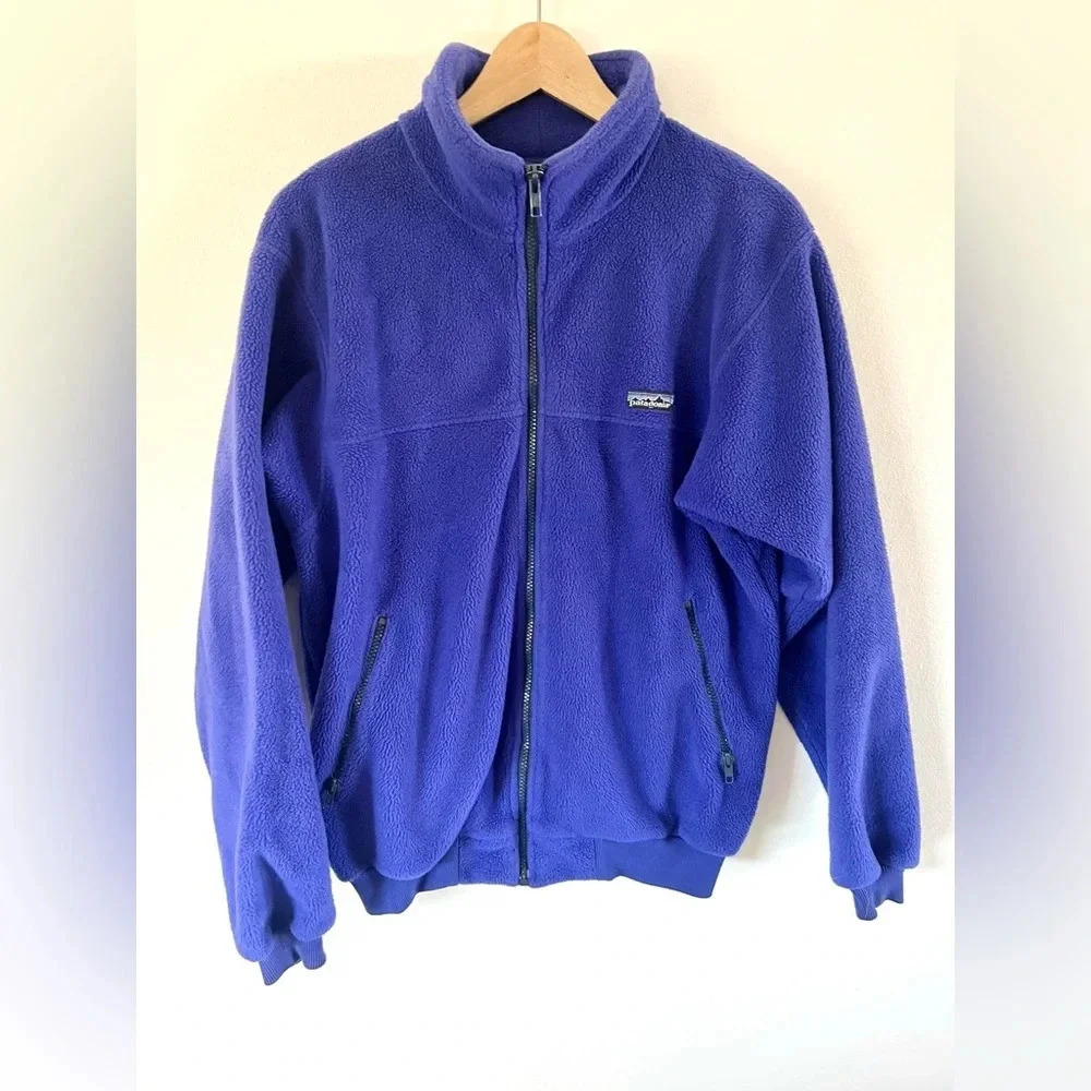 Patagonia Vintage Made In The USA Purple Blue Fleece Zip Front Jacket 50221‎